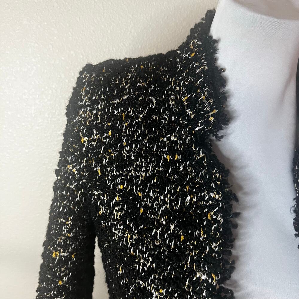 Zara Trafuluc black textured tweed blazer WOMENS SMALL - Picture 2 of 7